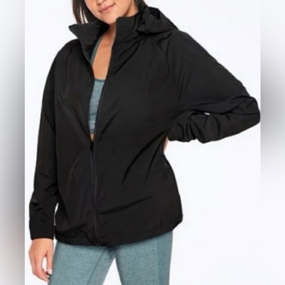 Victoria's Secret PINK Anorak Black Mock Neck Windbreaker Hood - Picture 1 of 8